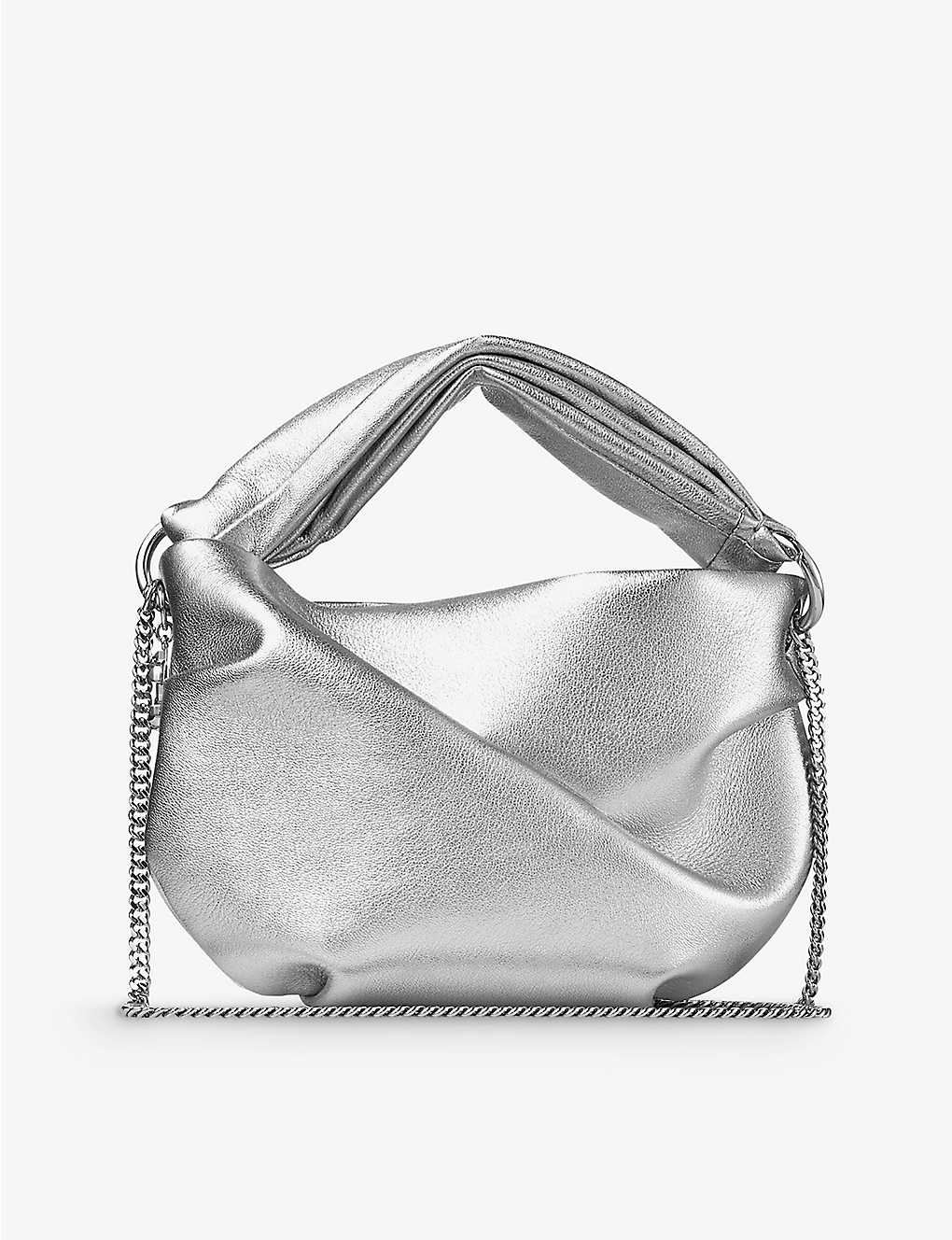 Shop Jimmy Choo Womens Silver Bonny Leather Top-handle Bag
