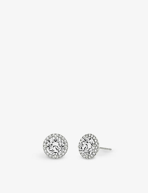 VRAI: Halo 14ct white-gold and 2.2ct brilliant-cut lab-grown diamond stud earrings