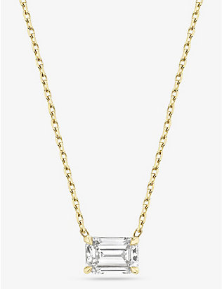 VRAI: Solitaire 14ct yellow-gold and 1ct lab-grown diamond necklace