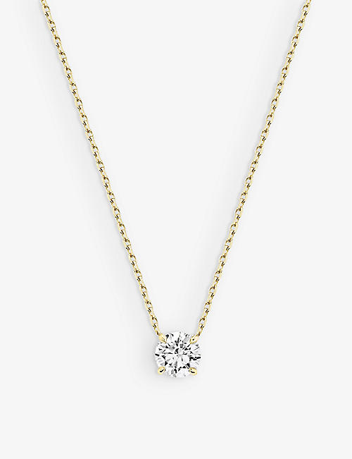 VRAI: Solitaire 14ct yellow-gold and lab-grown 1ct diamond pendant necklace