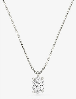VRAI: Solitaire 14ct white-gold and 1ct lab-grown diamond necklace