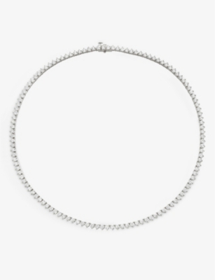 Vrai Womens 14k White Gold 14ct White Gold And 12.2ct Brilliant-cut Lab-grown Diamond Tennis Necklac