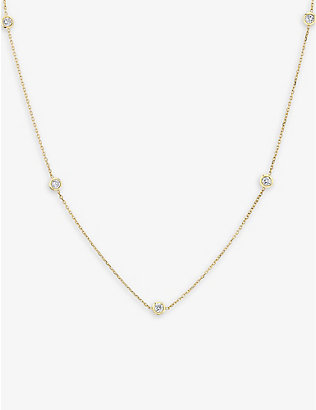 VRAI: Bezel 14ct yellow gold and 0.5ct brilliant-cut lab-grown diamond necklace