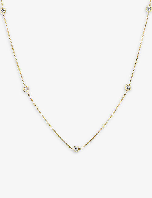 VRAI: Bezel 14ct yellow gold and 0.5ct brilliant-cut lab-grown diamond necklace