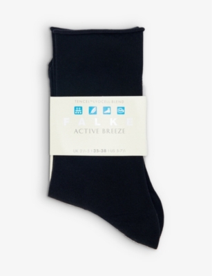 Falke Womens 3000 Black Active Breeze Stretch-lyocell-blend Socks