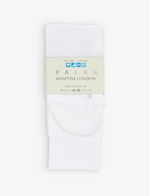 Falke Womens 2000 White Sensitive London Stretch-cotton-blend Socks