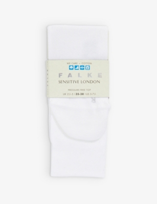 Falke Womens 2000 White Sensitive London Stretch-cotton-blend Socks In 2000 White