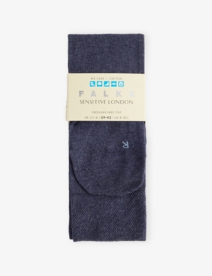 Falke Womens Dark Blue Mel. Sensitive London Stretch-cotton-blend Socks Eur 39-42/6-9 Uk In Multi