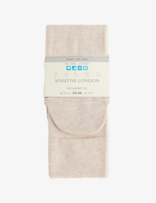 Falke Womens Linen Mel. Sensitive London Stretch-cotton-blend Socks Eur 35-38/2-5 Uk In Multi