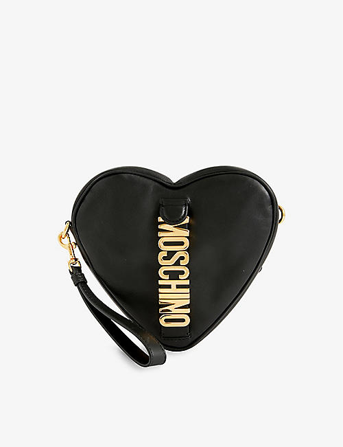 MOSCHINO: Heart-shaped leather clutch bag