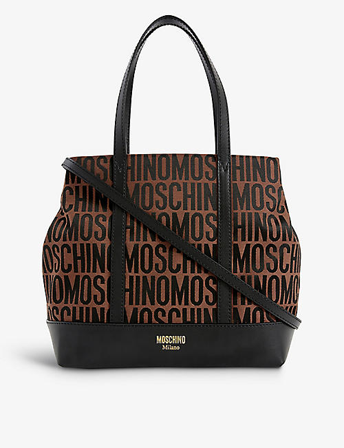 MOSCHINO: Logo-print jacquard woven shoulder bag