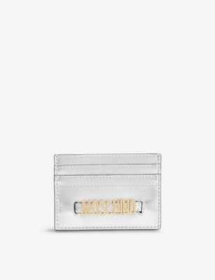 MOSCHINO STRASS CRYSTAL-EMBELLISHED LEATHER CARD HOLDER,62761674