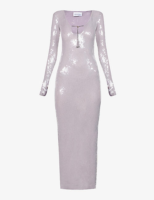 16 ARLINGTON: Solaria sequinned stretch-woven maxi dress