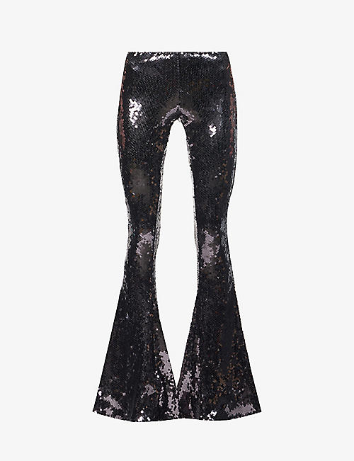 16 ARLINGTON: Koro flared mid-rise sequin stretch-woven trousers