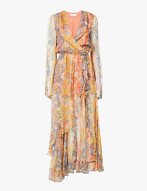 CAROLINE CONSTAS: Vivian abstract-print silk-blend maxi dress