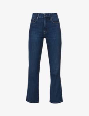 Shop Good American Women's Blue004 Good Legs Straight Cotton-blend Stretch-denim Jeans 0
