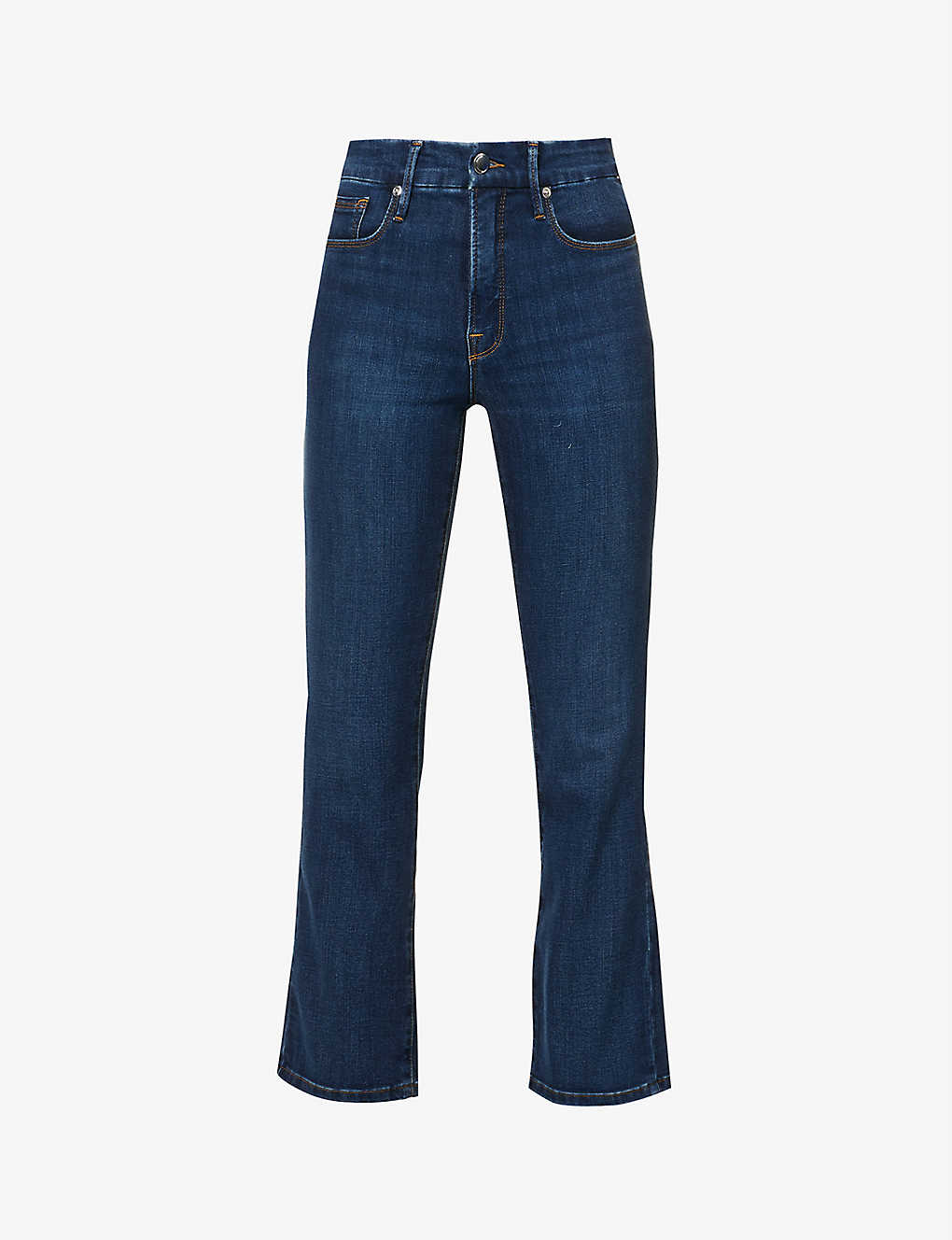 Shop Good American Good Legs Straight Cotton-blend Stretch-denim Jeans In Blue