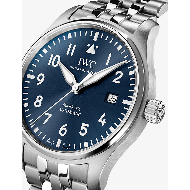 Shop Iwc Schaffhausen Men's Blue Iw328204 Pilot's Mark Xx Stainless Steel Automatic Watch