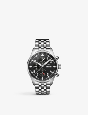 Shop Iwc Schaffhausen Men's Black Iw378002 Pilot's Chronograph Stainless Steel Automatic Watch