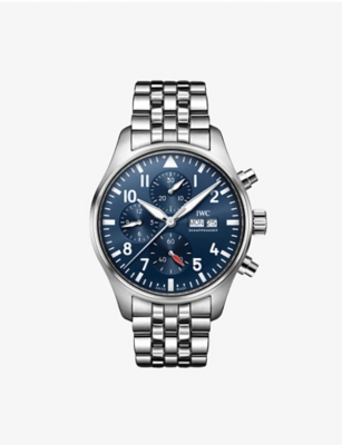 Iwc Schaffhausen Mens  Iw378004 Pilot's Chronograph Stainless Steel Automatic Watch In Blue