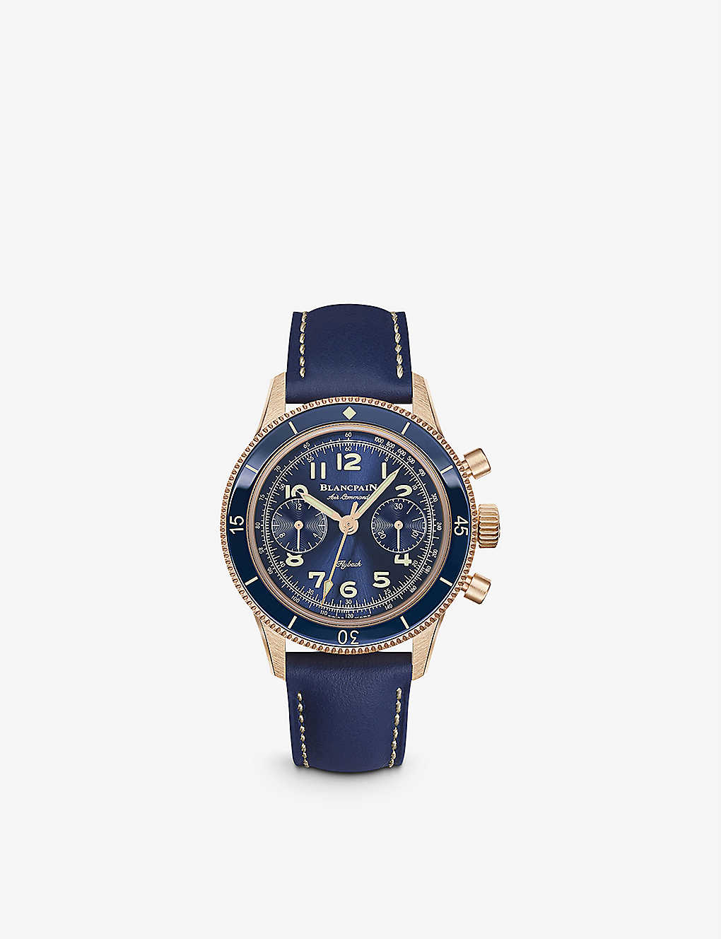 Blancpain Ac03 36b40 63a Air Command 18ct Rose-gold And Leather Automatic Watch In Blue