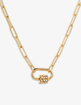 LA MAISON COUTURE: Amadeus Daphne Paperclip 14ct yellow gold-plated vermeil recycled sterling silver and pearl necklace