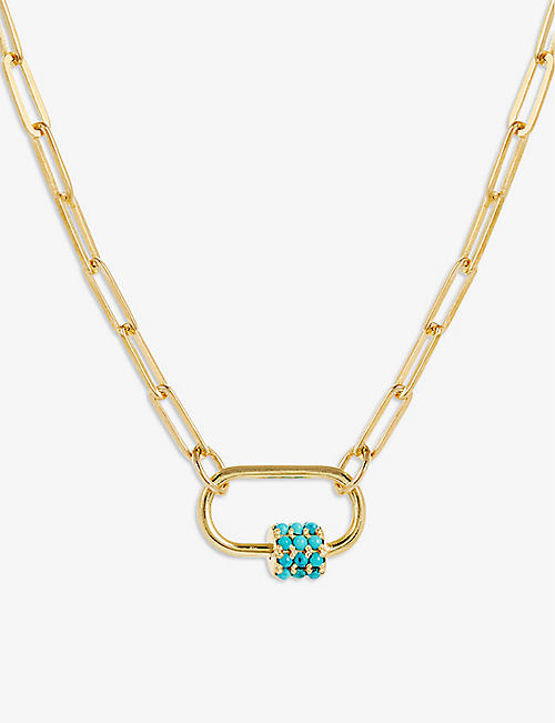 LA MAISON COUTURE: Amadeus Daphne Paperclip 14ct yellow gold-plated vermeil recycled sterling silver and turquoise necklace