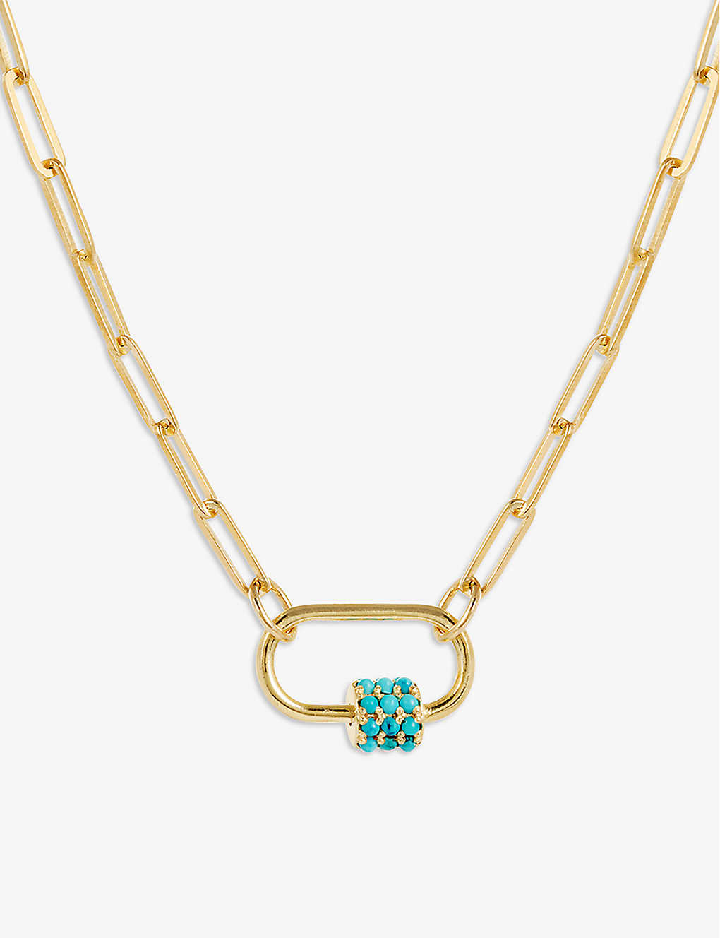 La Maison Couture Amadeus Daphne Paperclip 14ct Yellow Gold-plated Vermeil Recycled Sterling Silver And Turquoise Neck