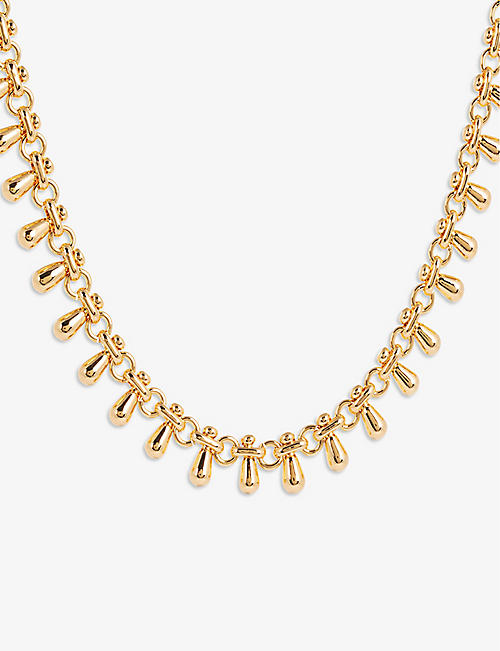 LA MAISON COUTURE: Amadeus Katia 14ct recycled yellow gold-plated brass necklace