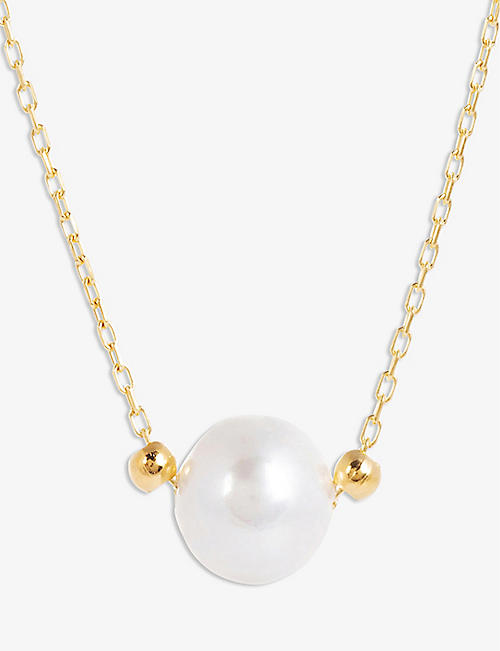 LA MAISON COUTURE: Amadeus Laura 14ct yellow gold-plated vermeil recycled sterling silver and pearl necklace