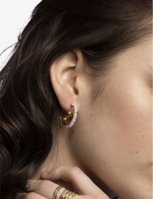 LA MAISON COUTURE: Amadeus Venus 14ct yellow-gold vermeil and pearl hoop earrings