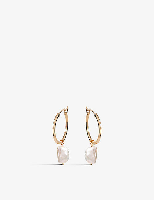 LA MAISON COUTURE: Amadeus Venus 14ct recycled yellow-gold vermeil and pearl hoop earrings
