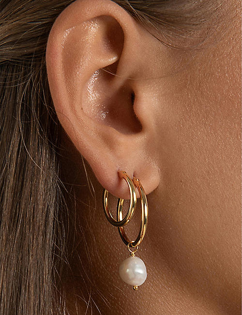 Jewellery Earrings Hoop Earrings wedding anniversary gift ceramic jewellery Porcelain Gold Dipped Earrings 