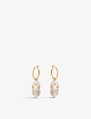 La Maison Couture Amadeus Venus 14ct Yellow Gold-vermeil Recycled Sterling-silver And Keshi Pearl Hoop Earrings