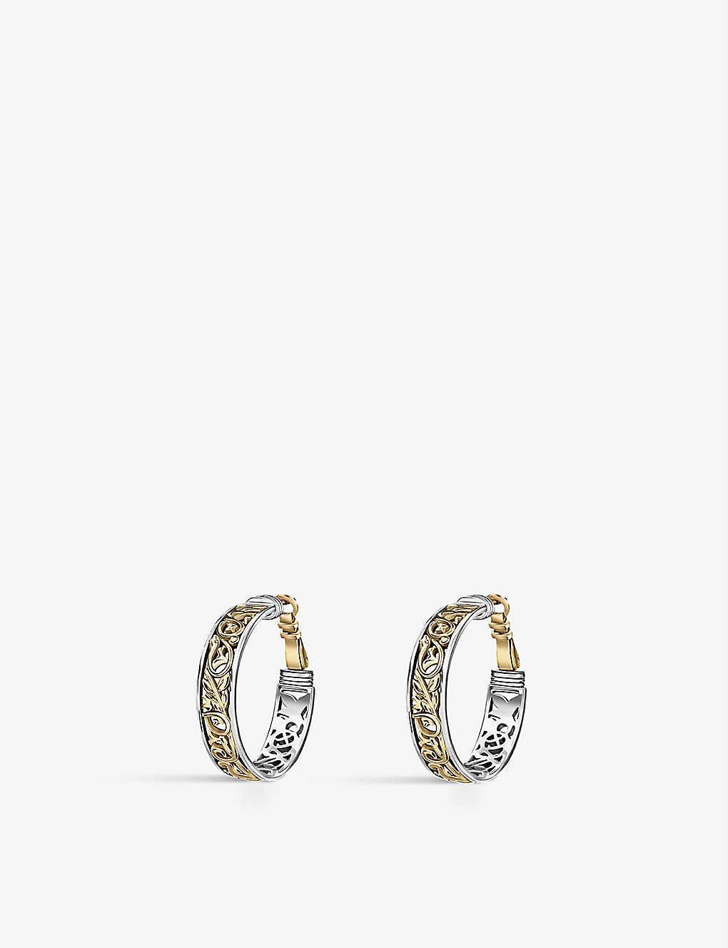 La Maison Couture Azza Fahmy Blessings 18ct-gold And Sterling-silver Hoop Earrings In Gold/silver