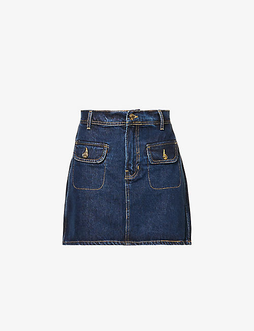 REFORMATION: Elia high-waisted double-pocket organic-denim mini skirt