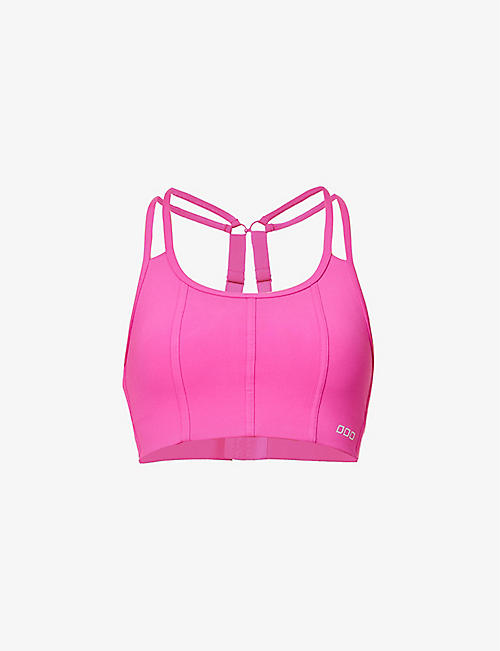 LORNA JANE: Structured scoop-neck recycled-polyester sports bra