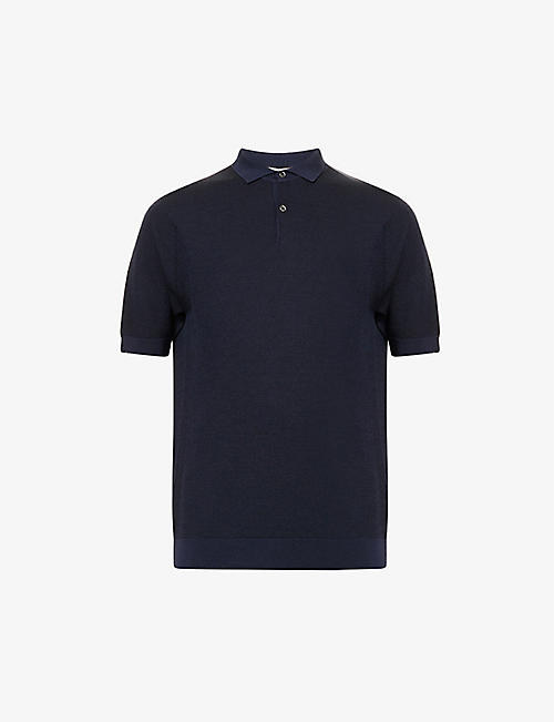 JOHN SMEDLEY: Short-sleeved regular-fit wool-knit polo shirt