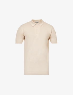 John Smedley Men's Almond Short-sleeved Cotton-piqué Polo Shirt