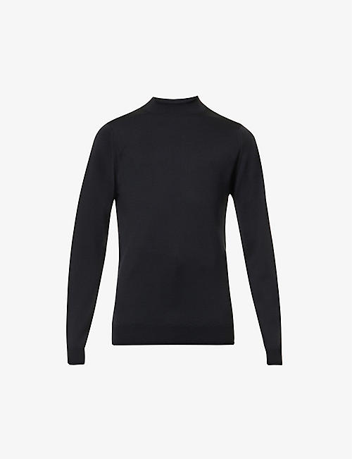 JOHN SMEDLEY: Mock-neck regular-fit wool-knit jumper