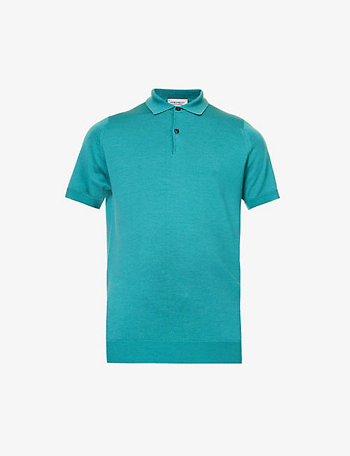 JOHN SMEDLEY: Short-sleeved regular-fit wool-knit polo shirt