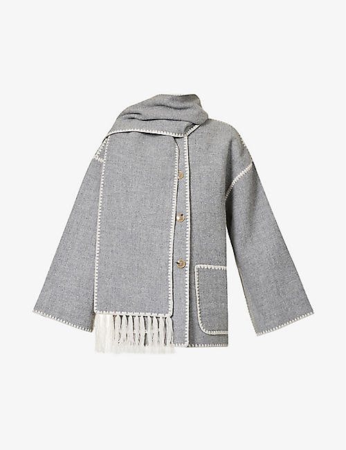 TOTEME: Scarf contrast-stitching wool-blend jacket