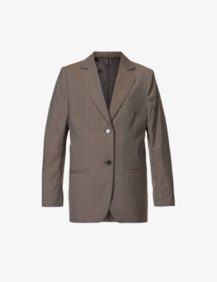 Totême Toteme Womens Mole Single-breasted Notch-lapel Wool Blazer In Mole