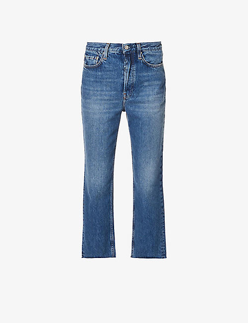 TOTEME: Raw-hem straight mid-rise organic denim jeans