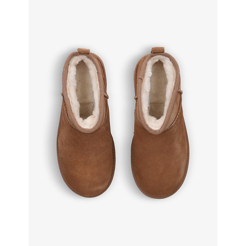 Shop Ugg Classic Ultra Mini Platform Suede And Shearling Boots In Mid Brown