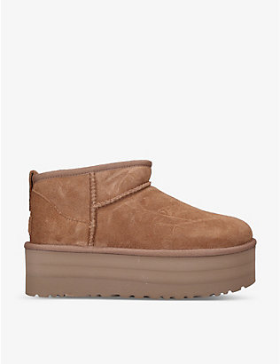UGG: Classic Ultra Mini Platform suede and shearling boots