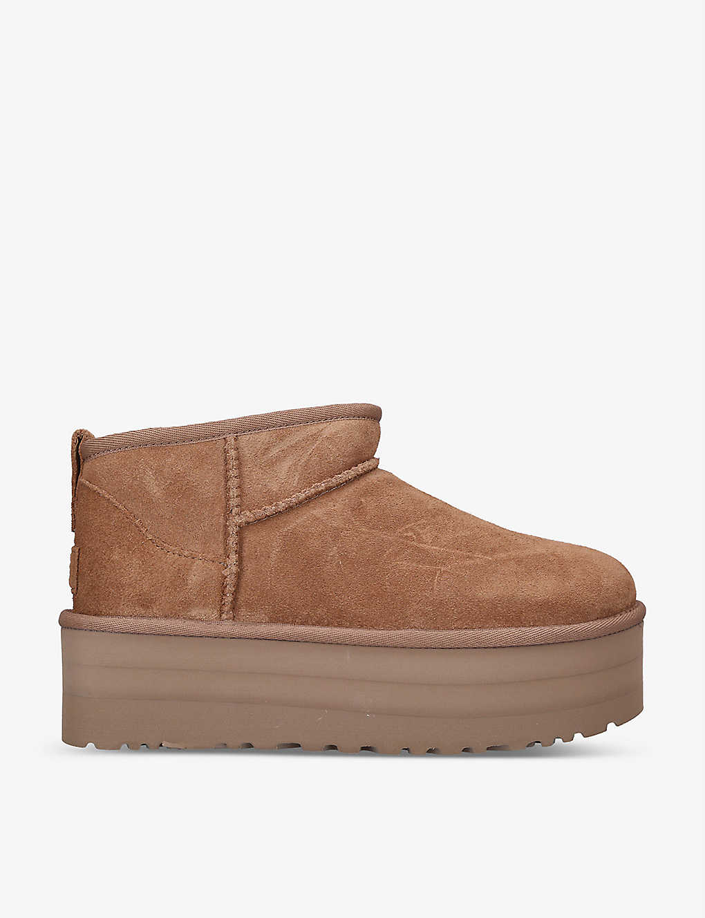 Shop Ugg Classic Ultra Mini Platform Suede And Shearling Boots In Mid Brown