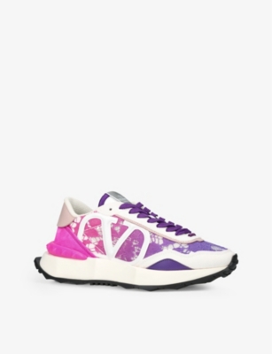 VALENTINO GARAVANI Lace Runner branded mesh and lace low-top trainers