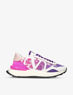 VALENTINO GARAVANI Lace Runner branded mesh and lace low-top trainers