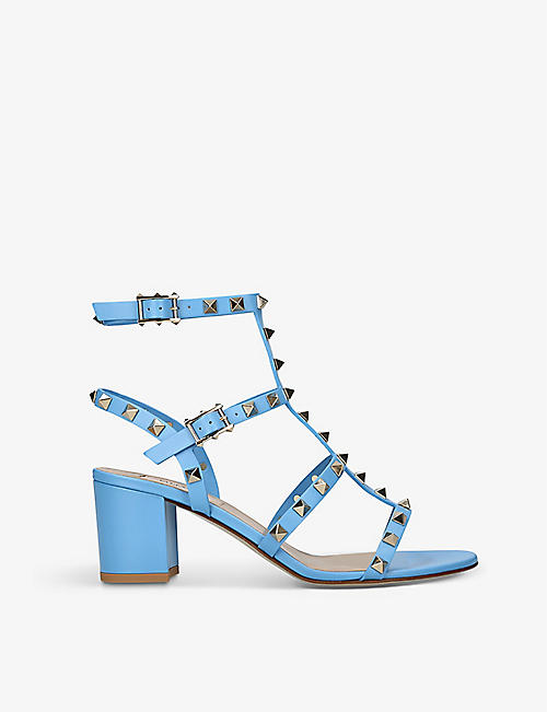 VALENTINO GARAVANI: Rockstud leather heeled sandals